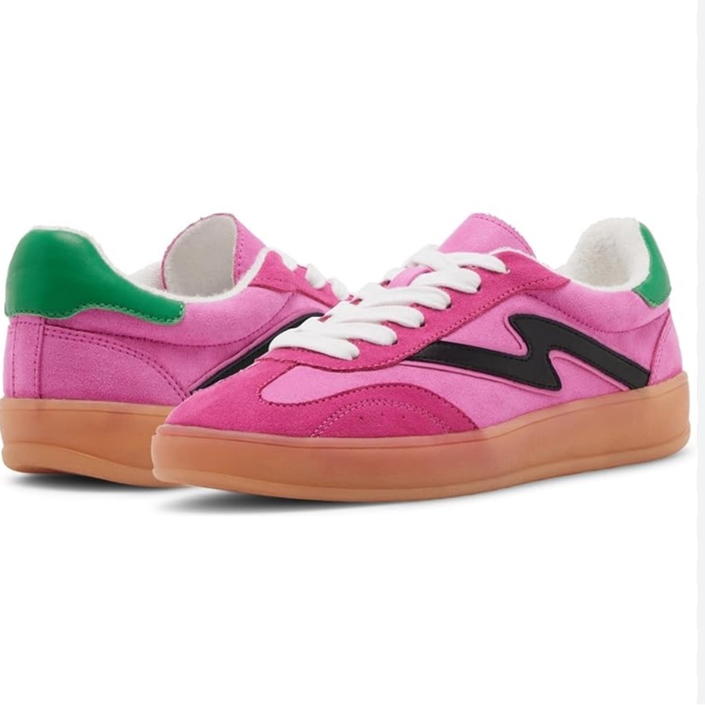 Pink with Black 80s Old School Vintage Style Casual Sneakers New 5 5.5 6 6.5